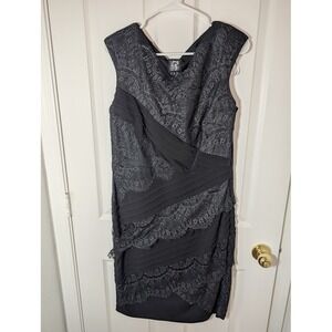 Jax Lace‎ Dress Party Cocktail Sleeveless Tiered Black Dress Size 12